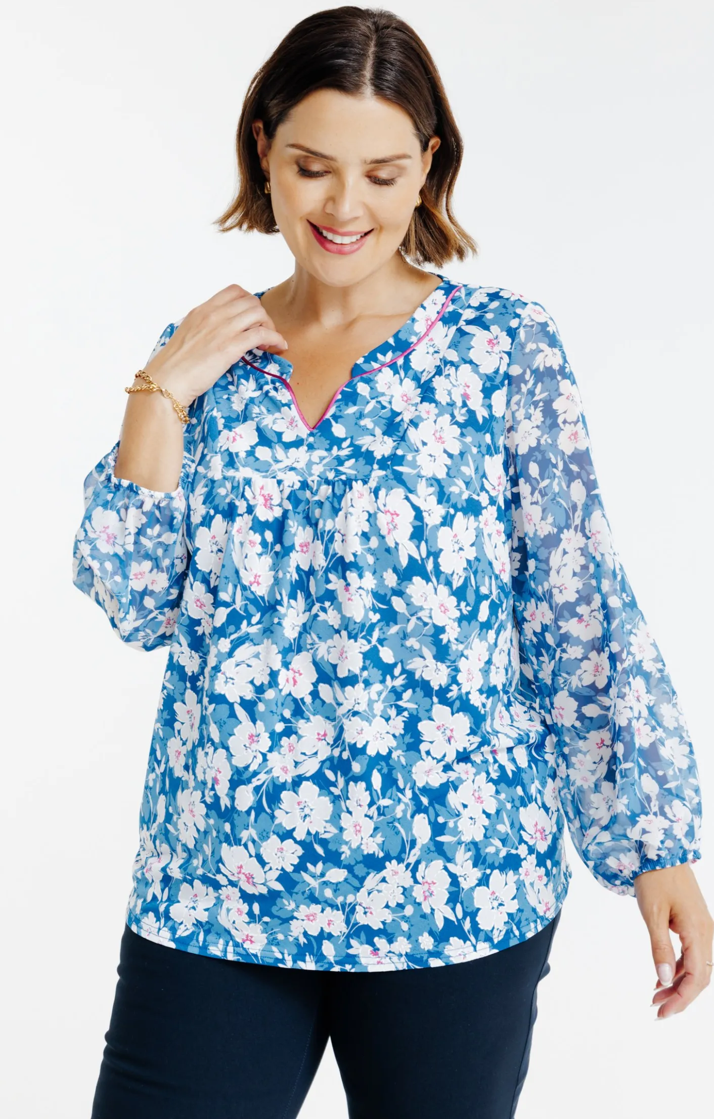 Toscane Boutique Blouse imprimé fleuri| Tee-shirts