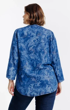 Toscane Boutique Chemise en jean avec glitter| Chemisiers & Tuniques