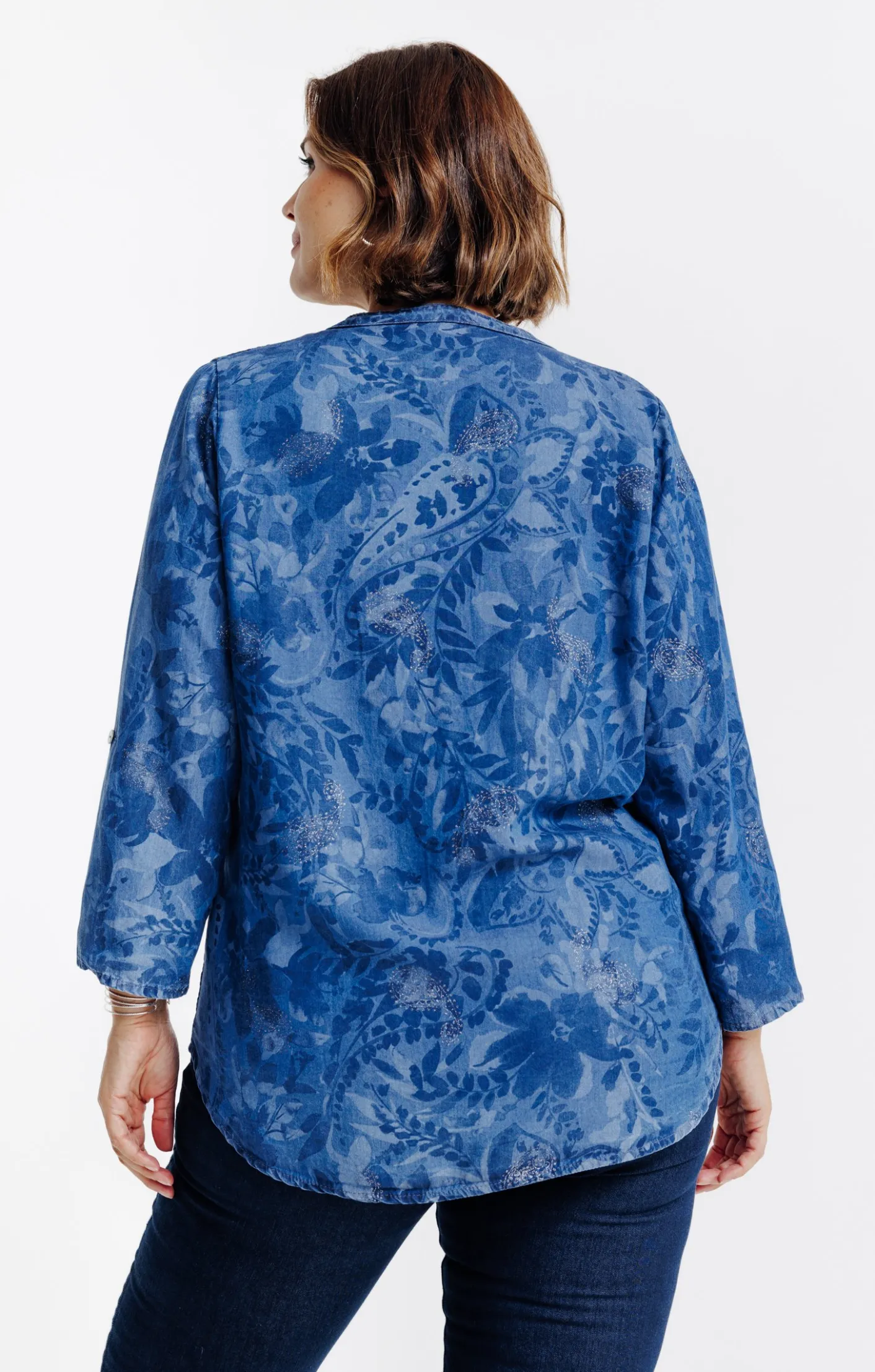 Toscane Boutique Chemise en jean avec glitter| Chemisiers & Tuniques