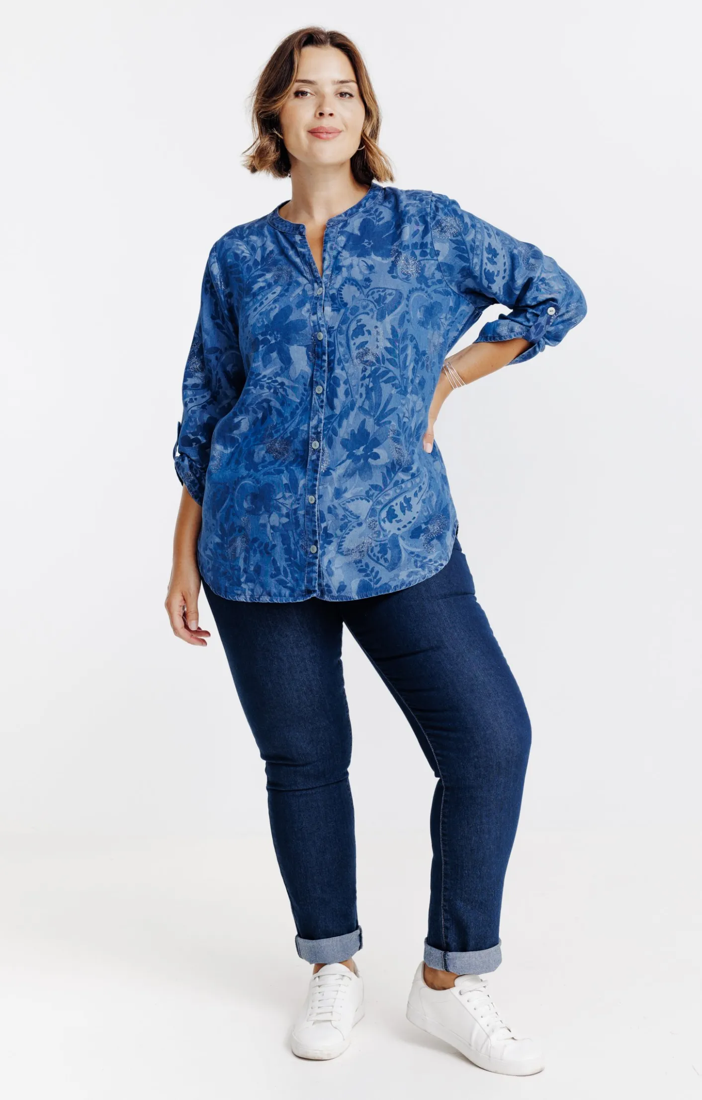 Toscane Boutique Chemise en jean avec glitter| Chemisiers & Tuniques