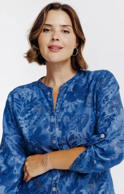 Toscane Boutique Chemise en jean avec glitter| Chemisiers & Tuniques
