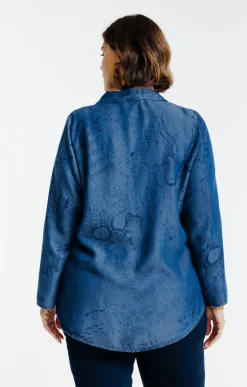 Toscane Boutique Chemise en jean imprimée| Chemisiers & Tuniques