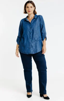 Toscane Boutique Chemise en jean imprimée| Chemisiers & Tuniques