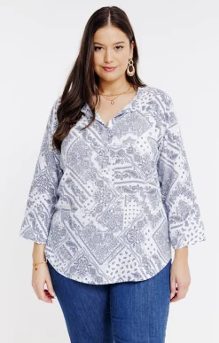 Toscane Boutique Chemise en lin imprimé bandana| Chemisiers & Tuniques