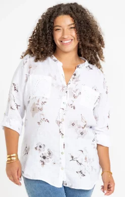 Toscane Boutique Chemise imprimée avec broderie anglaise| Chemisiers & Tuniques