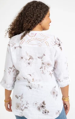 Toscane Boutique Chemise imprimée avec broderie anglaise| Chemisiers & Tuniques