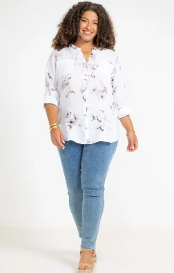 Toscane Boutique Chemise imprimée avec broderie anglaise| Chemisiers & Tuniques