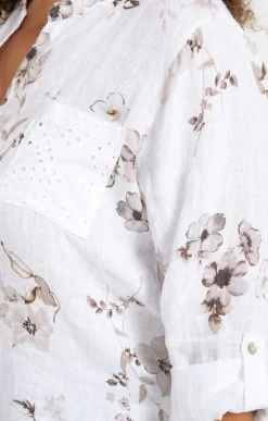 Toscane Boutique Chemise imprimée avec broderie anglaise| Chemisiers & Tuniques