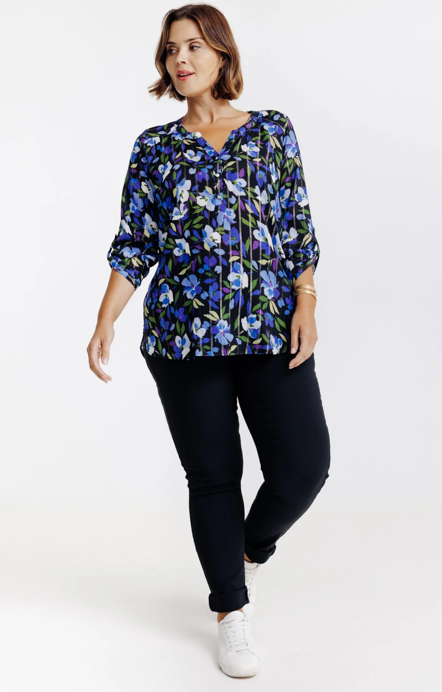 Toscane Boutique Chemisier imprimé fleuri et fils lurex| Chemisiers & Tuniques