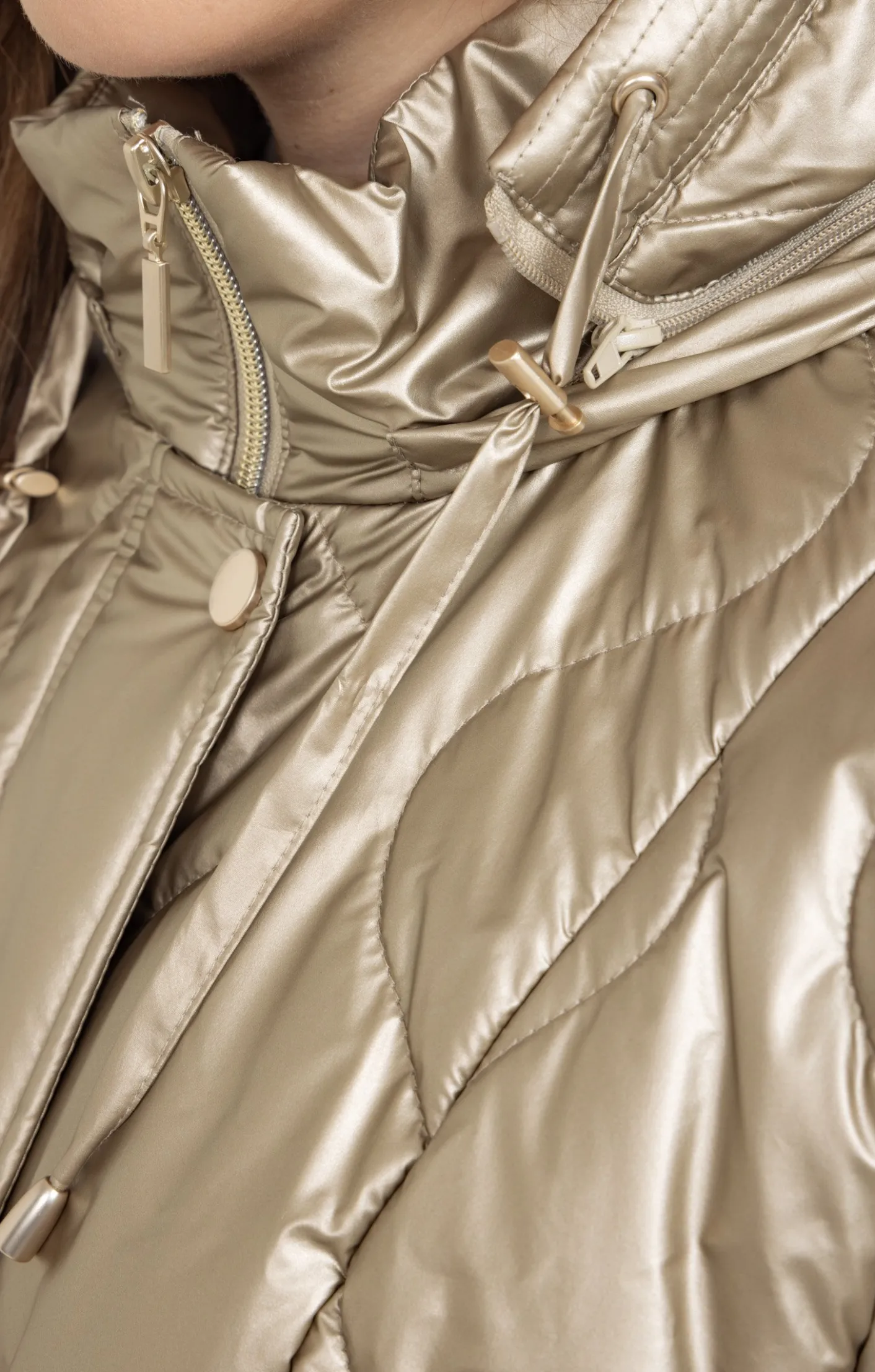 Toscane Boutique Doudoune matelassée dorée| Parkas & Impers