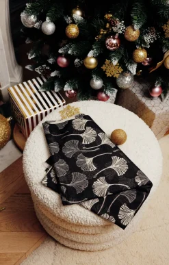 Toscane Boutique Echarpe chaude imprimé ginkgo rayé| Accessoires
