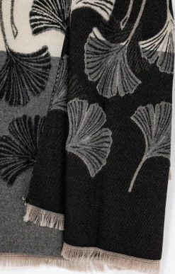 Toscane Boutique Echarpe chaude imprimé ginkgo rayé| Accessoires