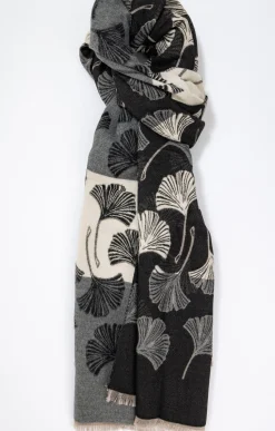 Toscane Boutique Echarpe chaude imprimé ginkgo rayé| Accessoires