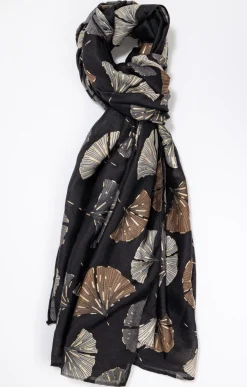 Toscane Boutique Foulard imprimé ginkgo et brun| Accessoires