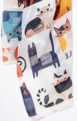 Toscane Boutique Foulard léger imprimé petits chats| Accessoires