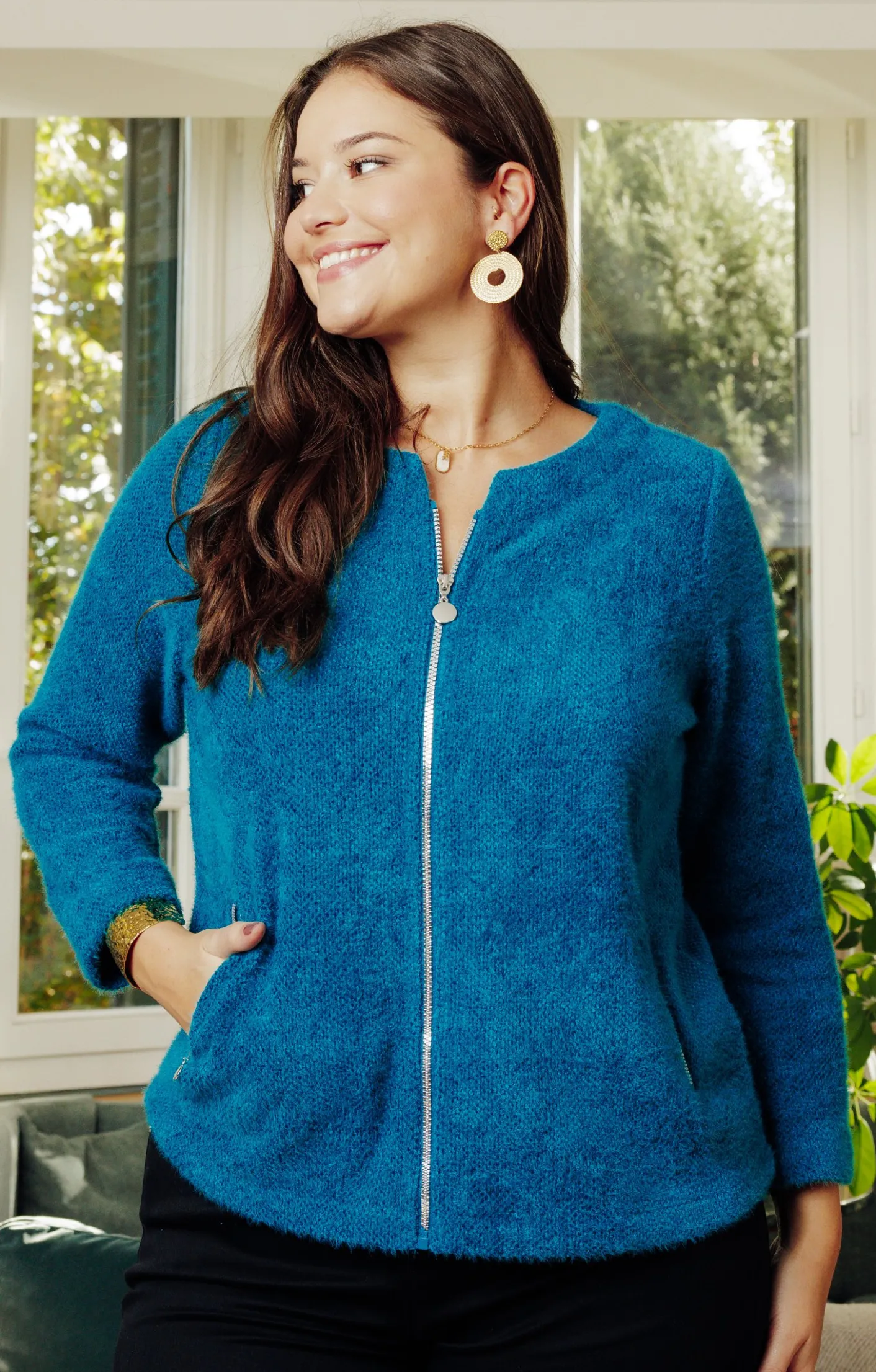 Toscane Boutique Gilet fluffy uni| Pulls & Cardigans