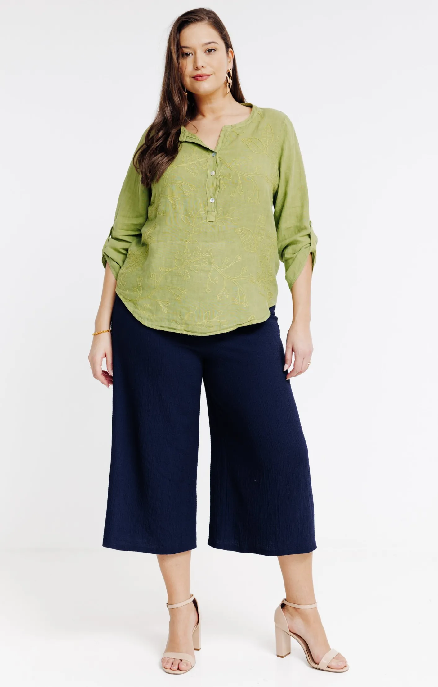 Toscane Boutique Jupe culotte 4 boutons ancre ton sur ton| Jupes
