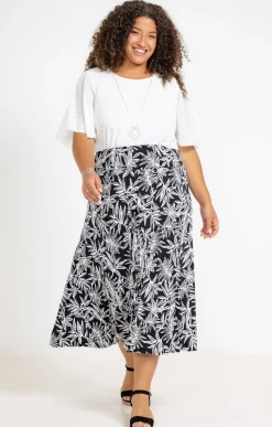 Toscane Boutique Jupe longue en maille imprimé palmier| Jupes