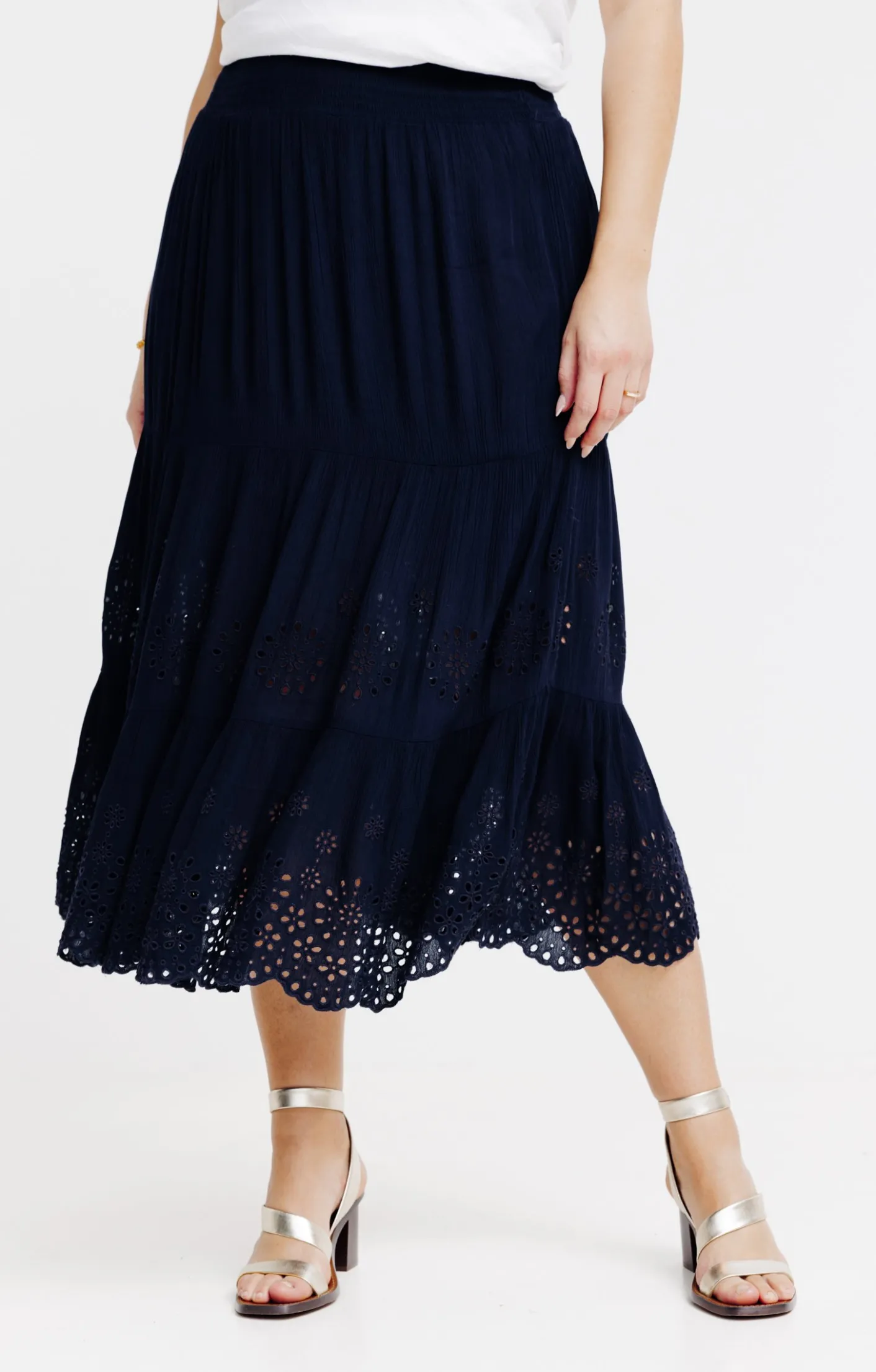 Toscane Boutique Jupon crepon à broderie ajourée| Jupes