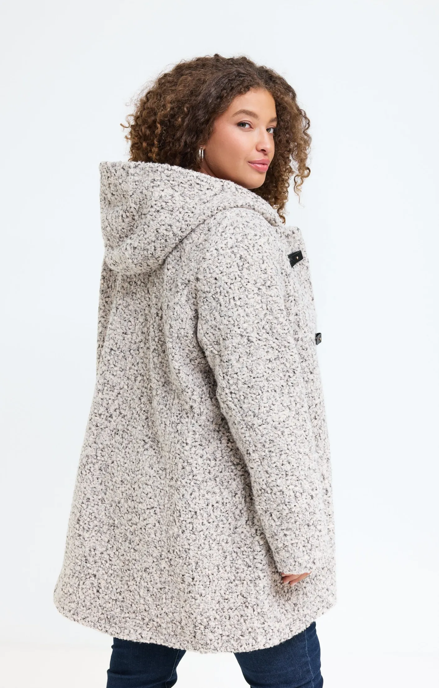 Toscane Boutique Manteau à capuche en bouclette| Manteaux