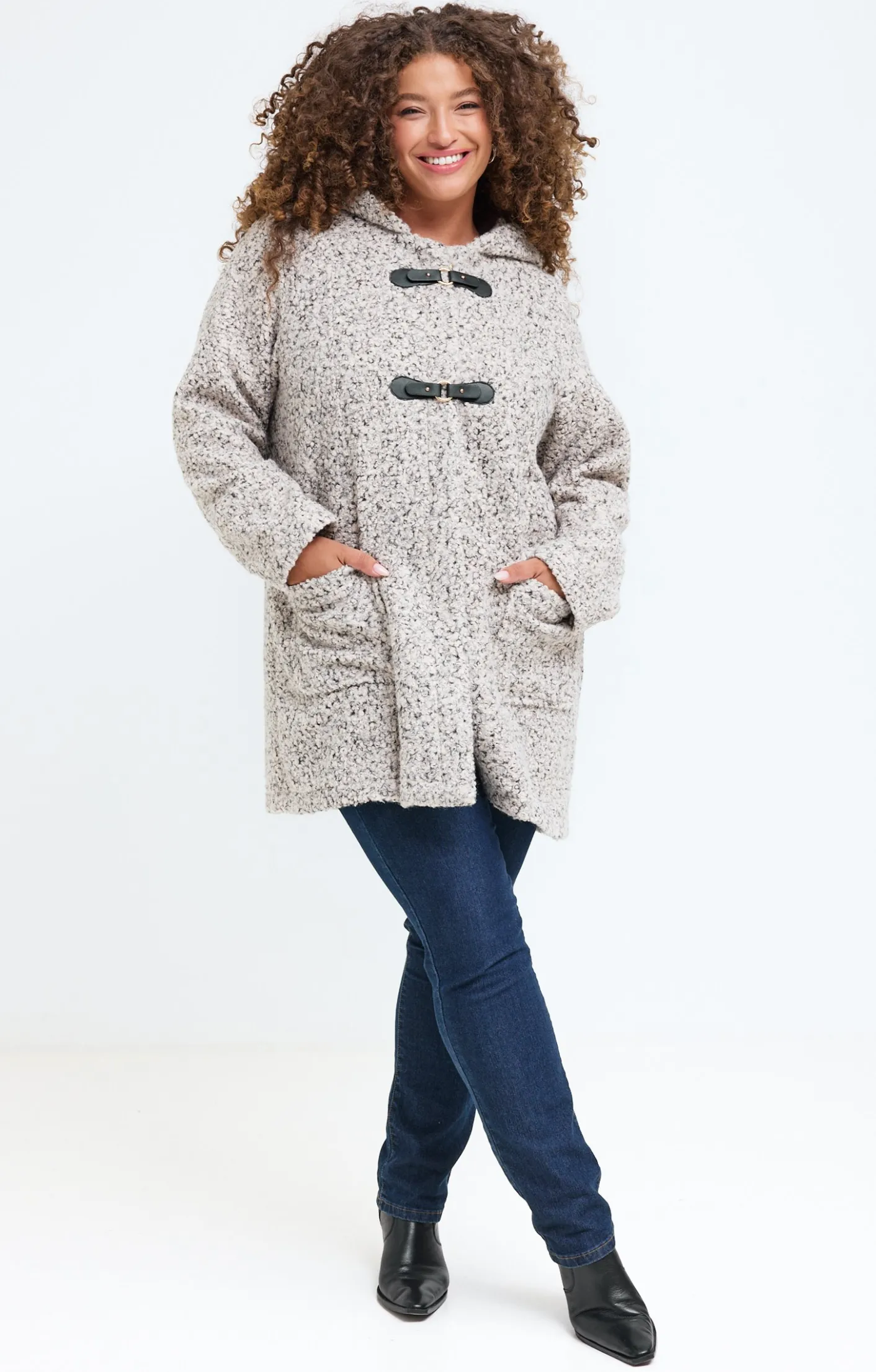 Toscane Boutique Manteau à capuche en bouclette| Manteaux