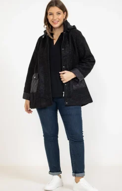 Toscane Boutique Manteau bi-matière avec capuche| Manteaux