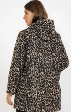 Toscane Boutique Manteau bouclette imprimé léopard| Manteaux