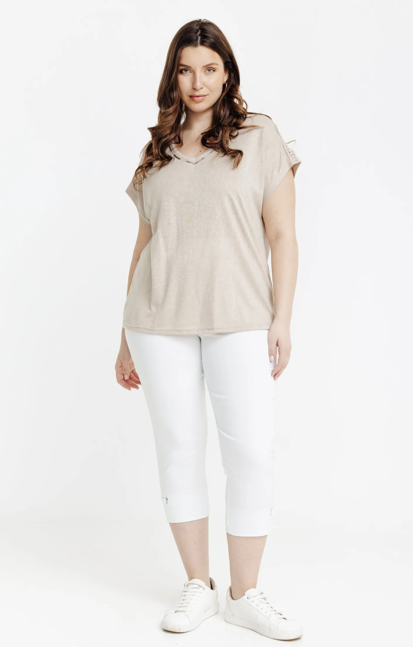 Toscane Boutique Pantacourt avec oeillet en bas de jambe| Pantalons