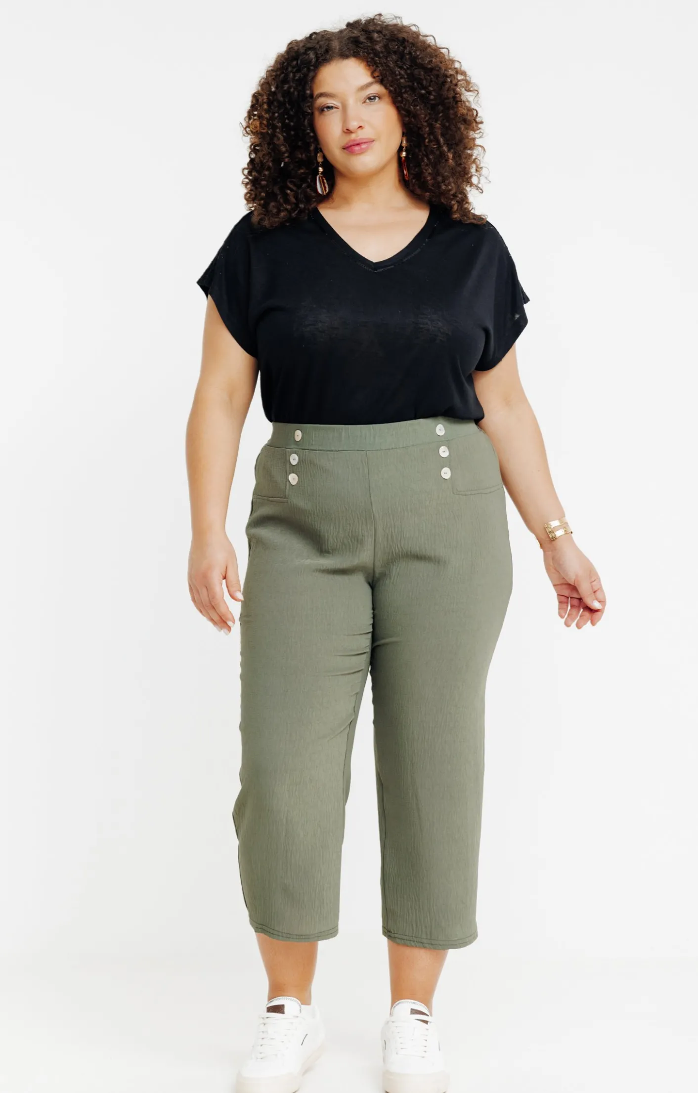 Toscane Boutique Pantacourt fluide boutons nacre| Pantalons