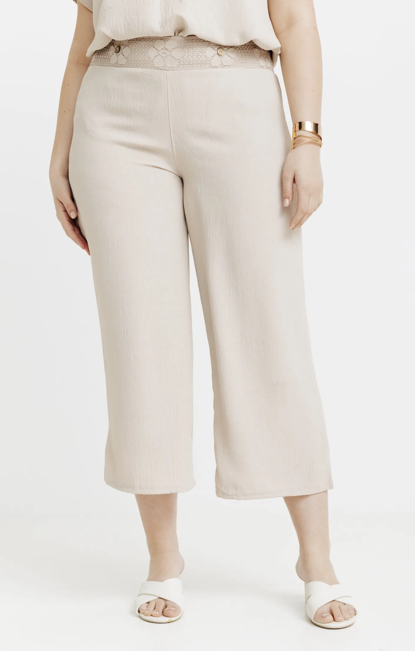 Toscane Boutique Pantacourt fluide ceinture macramé| Pantalons
