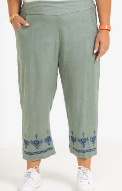 Toscane Boutique Pantacourt lin viscose brodé| Pantalons