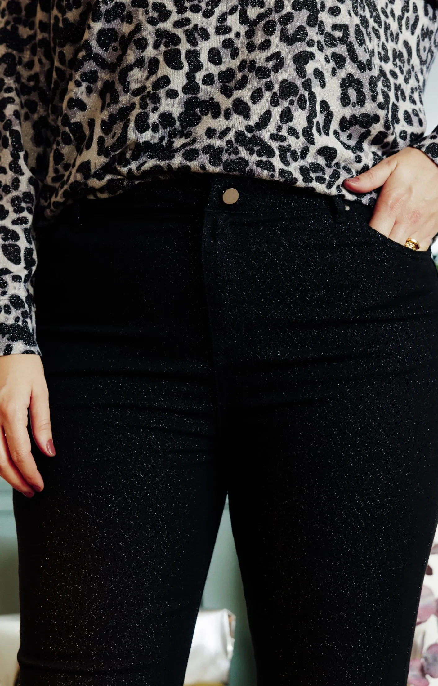 Toscane Boutique Pantalon 5 poches brillant| Pantalons
