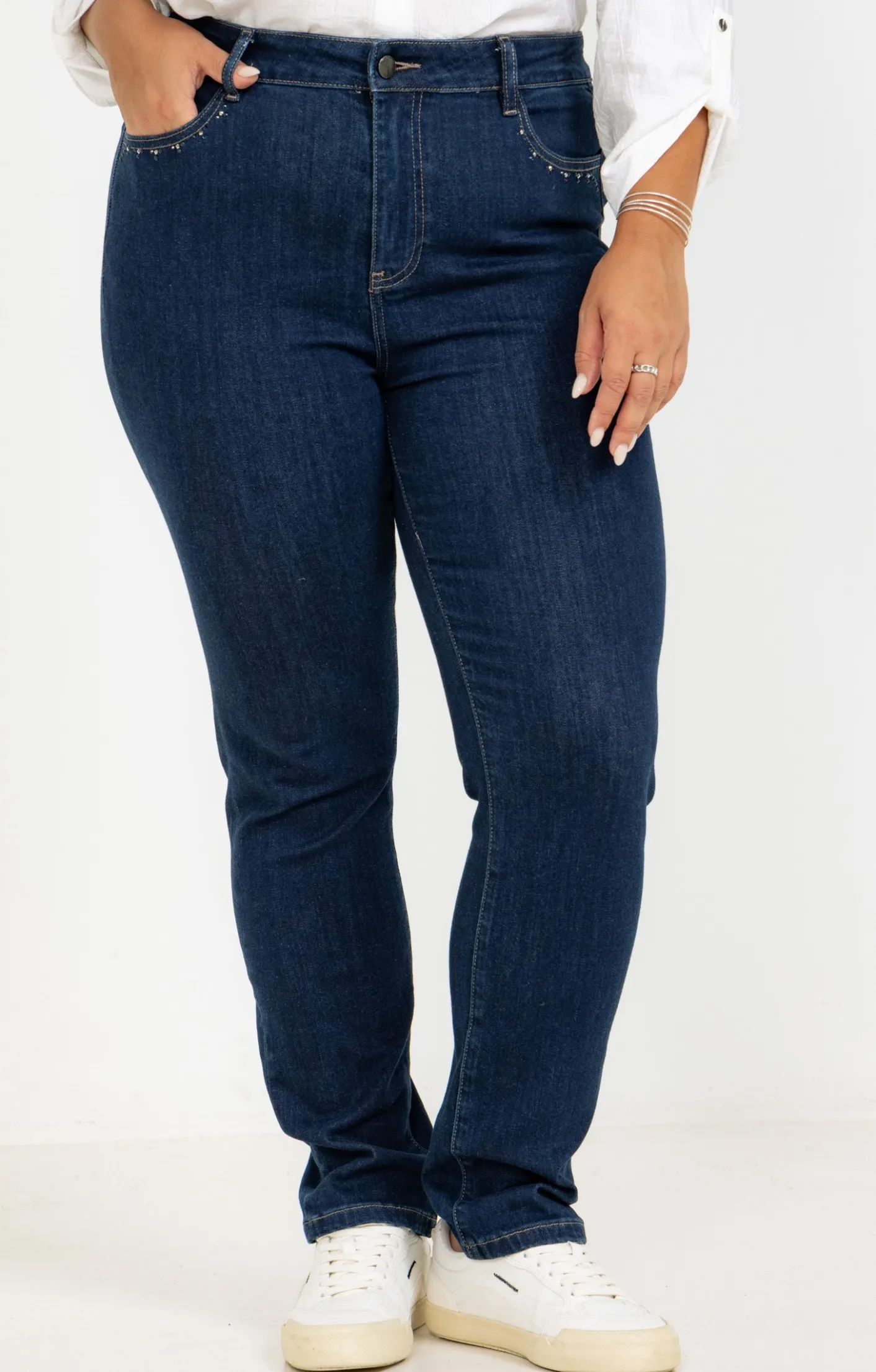 Toscane Boutique Pantalon 5 poches droit en denim| Pantalons