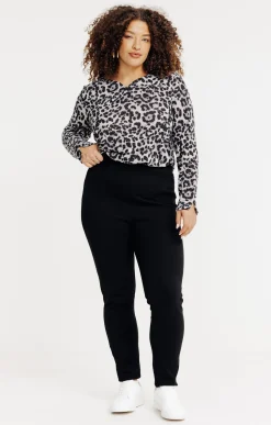 Toscane Boutique Pantalon de ville coupe droite en maille| Pantalons