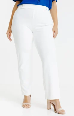 Toscane Boutique Pantalon droit ceinture avec boutons| Pantalons