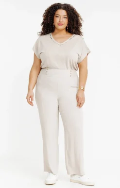 Toscane Boutique Pantalon large détail boutons coco| Pantalons