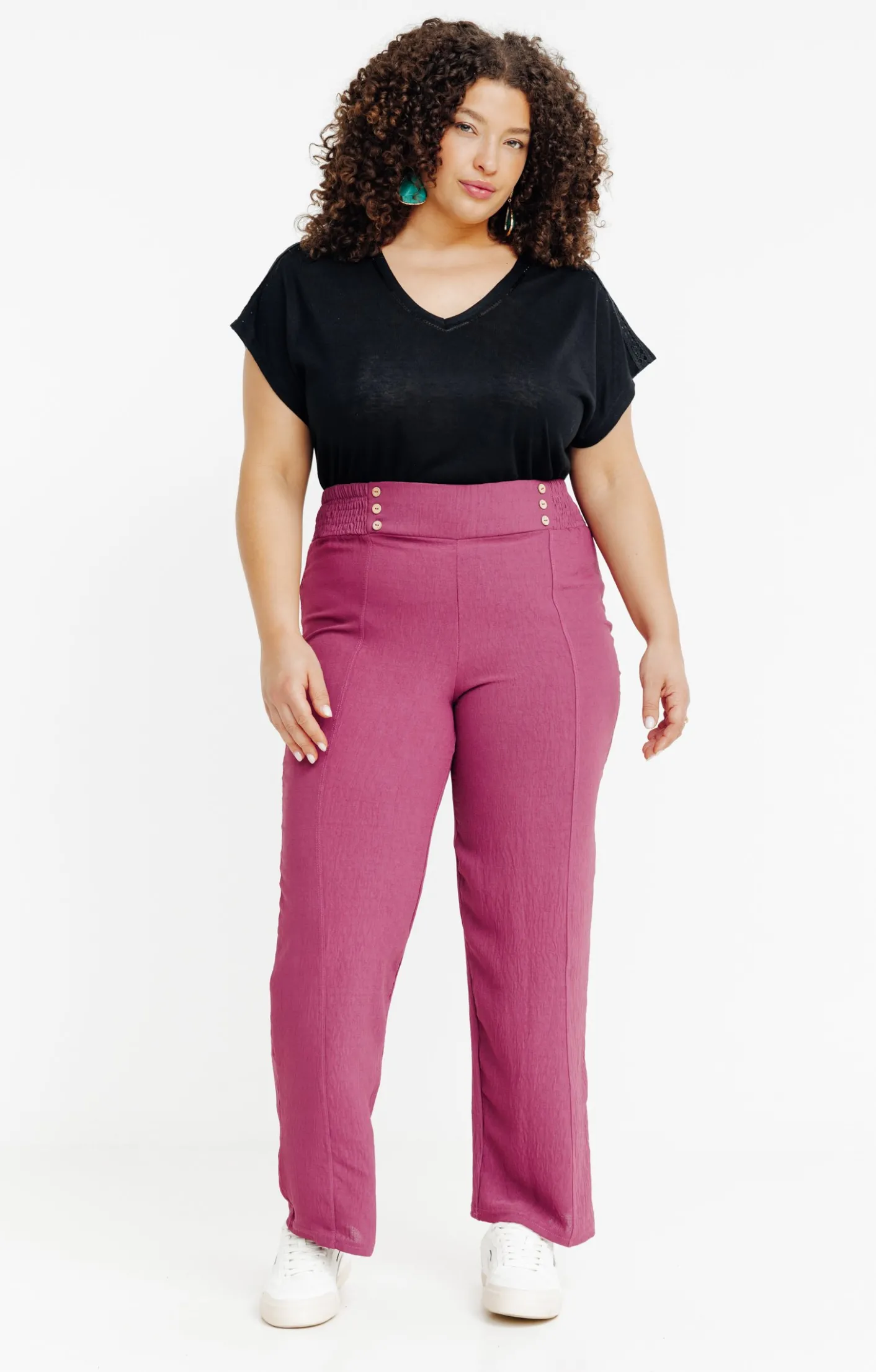 Toscane Boutique Pantalon large détail boutons coco| Pantalons