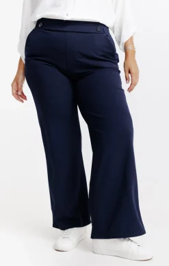 Toscane Boutique Pantalon large uni bouton ancre| Pantalons
