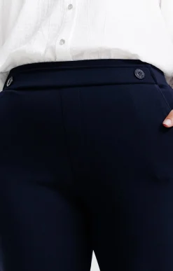 Toscane Boutique Pantalon large uni bouton ancre| Pantalons