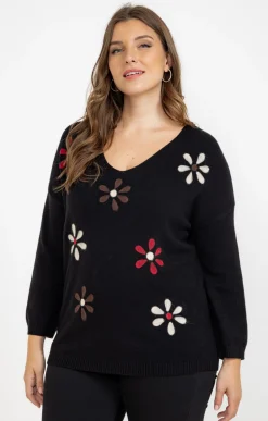 Toscane Boutique Pull avec fleurs| Pulls & Cardigans