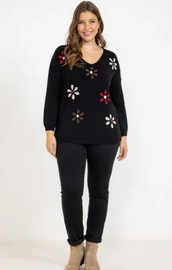 Toscane Boutique Pull avec fleurs| Pulls & Cardigans