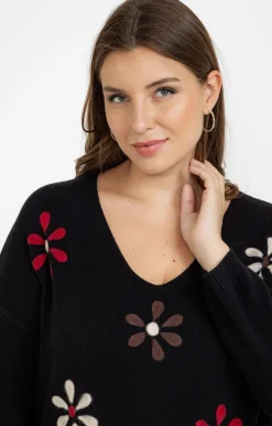 Toscane Boutique Pull avec fleurs| Pulls & Cardigans
