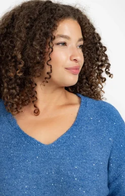 Toscane Boutique Pull col V avec strass| Pulls & Cardigans