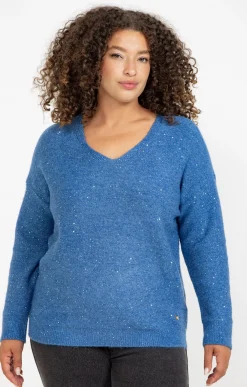 Toscane Boutique Pull col V avec strass| Pulls & Cardigans