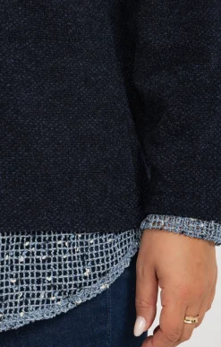 Toscane Boutique Pull 2-en-1 avec empiècement filet| Pulls & Cardigans