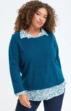 Toscane Boutique Pull 2-en-1 empiècement fantaisie| Pulls & Cardigans