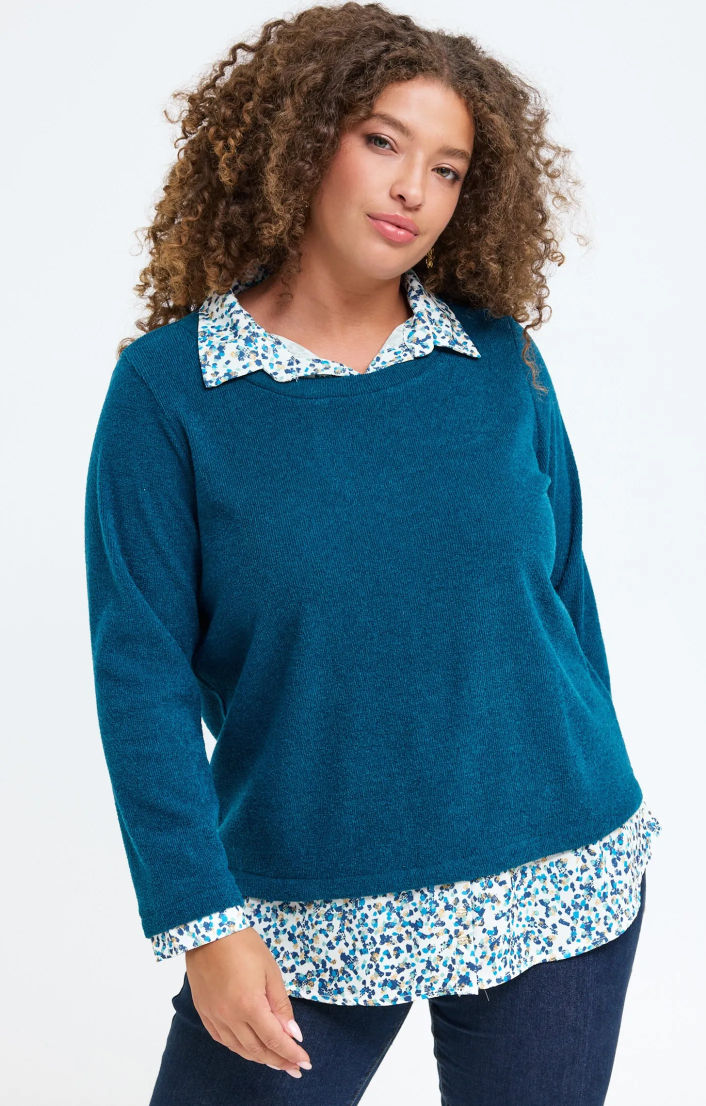 Toscane Boutique Pull 2-en-1 empiècement fantaisie| Pulls & Cardigans