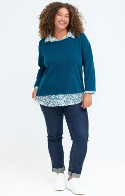Toscane Boutique Pull 2-en-1 empiècement fantaisie| Pulls & Cardigans