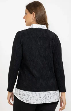 Toscane Boutique Pull 2-en-1 imprimé chat| Pulls & Cardigans