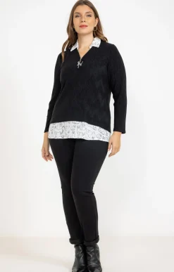 Toscane Boutique Pull 2-en-1 imprimé chat| Pulls & Cardigans